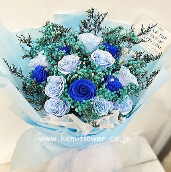 ソープ、プリザーブドフラワー　花束　ブルー